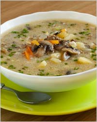 Овощной суп с грибами и фасолью
