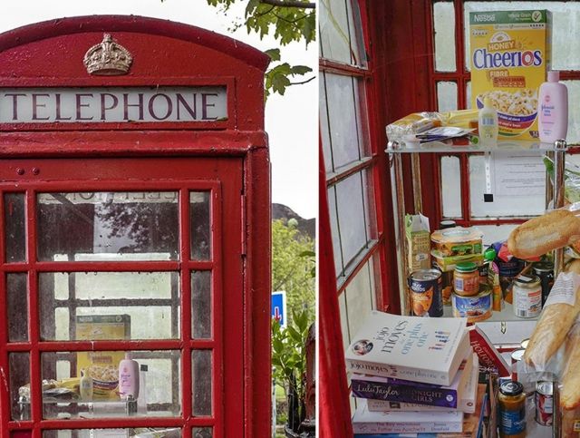 Неиспользуемая телефонная будка в британской деревне превратилась в продовольственный банк