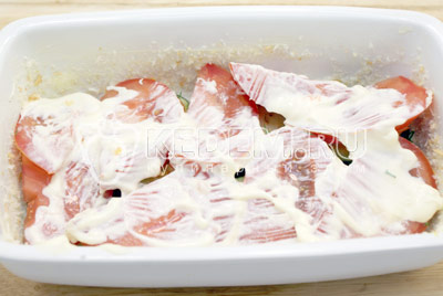 Смазать майонезом. - Баклажаны с помидорами, запеченные под сыром. Фото рецепт приготовление баклажанов с помидорами.