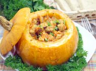 Тыква с мясом в духовке