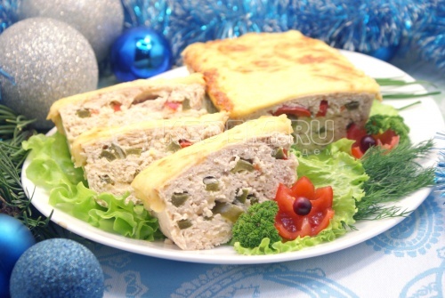 Террин «Новогоднее конфетти». Пошаговый кулинарный рецепт с фото приготовление вкусной закуски на Новый год террина из курицы с разноцветным болгарским перцем на новогодний стол.