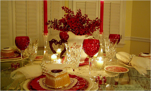 Сервировка стола ко дню святого Валентина