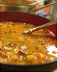 Овощной суп с шампиньонами