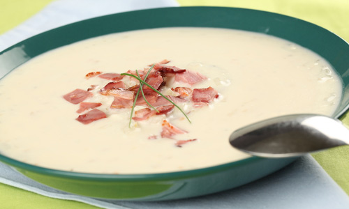 Суп с плавленым сыром и беконом