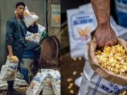 Для любителей попкорна в  южнокорейском кинотеатре предлагают вместо ведер мешки