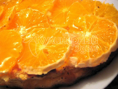 Творожный торт с апельсинами, выложенные апельсины