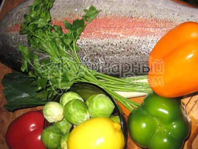 Ингредиенты для приготовления форели запеченной с овощами