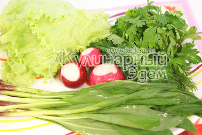 Ингредиенты для приготовления салата салат «Редис&Зелень»