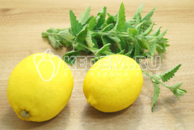 Лимоны и мяту хорошо вымыть и обсушить.