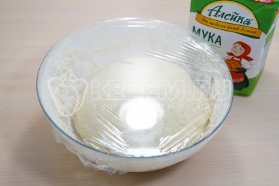 Оставить тесто в миске и накрыть пищевой пленкой. Оставить на 20-25 минут.