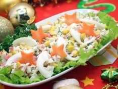 Салат с крабовыми палочками и кукурузой - рецепт