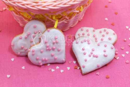 Песочное печенье в белом шоколаде Валентинки