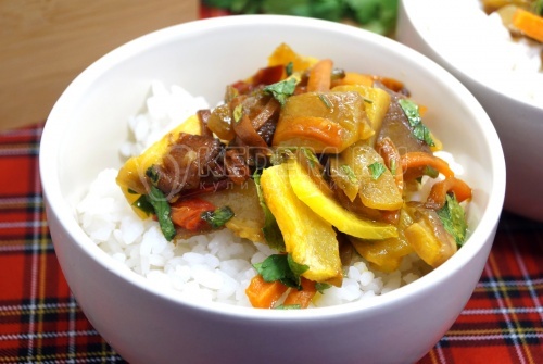 Рис с тыквой и овощами в соевом соусе