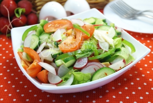 Овощной салат из свежих овощей с редисом