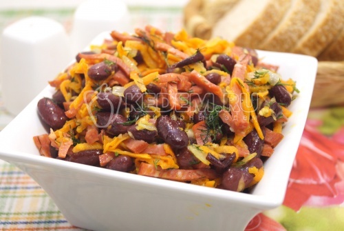 Салат с фасолью Пошаговый рецепт с фото. Салаты. Вкусные