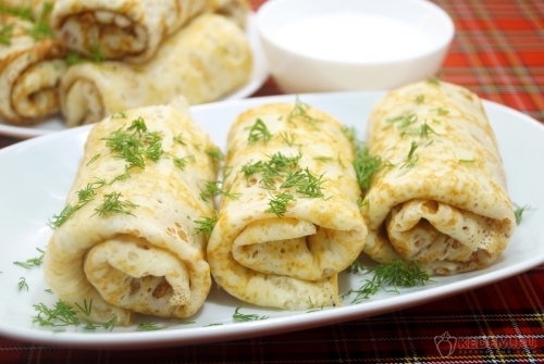 Ажурные блины с фаршем