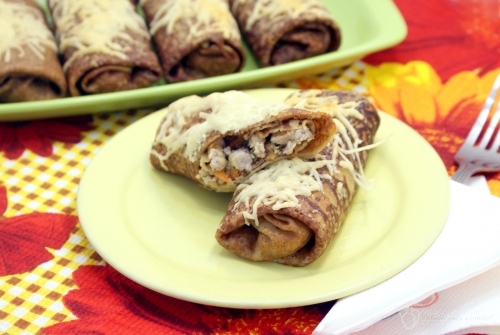 Блины фаршированные мясом и овощами