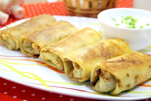 Блины с мясом и грибами