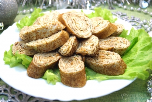 Блины с рыбой и сыром