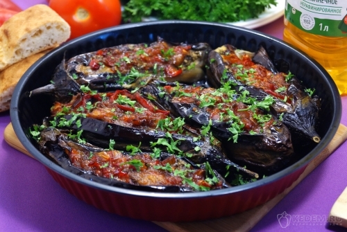 Фаршированные овощами баклажаны запеченные в духовке