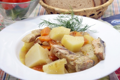 Кета с картофелем
