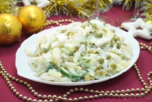 Салат с кальмарами и свежим огурцом Романс