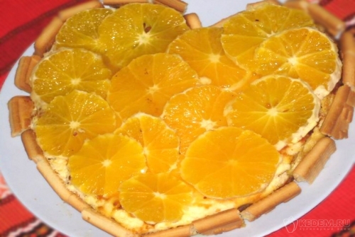 Творожный торт с апельсинами (апельсиновый чизкейк)