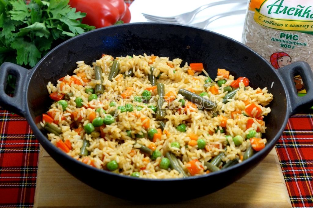 Жареный рис с овощами – Пошаговый рецепт с фото. Вторые блюда. Блюда из .