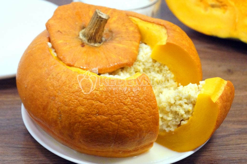 Пшенная каша на молоке в тыкве