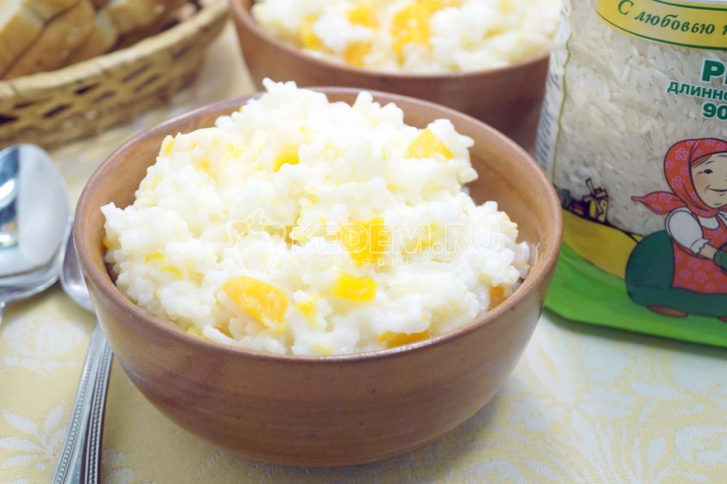 Рисовая каша с тыквой на молоке – Пошаговый рецепт с фото. Вторые блюда .
