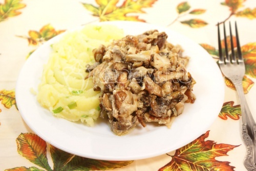 Рецепт Белые грибы в сметане с картофелем